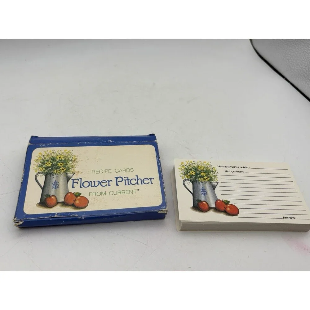 Vintage Current Flower Pitcher Recipe Cards 59 Unused w/ Original Box
